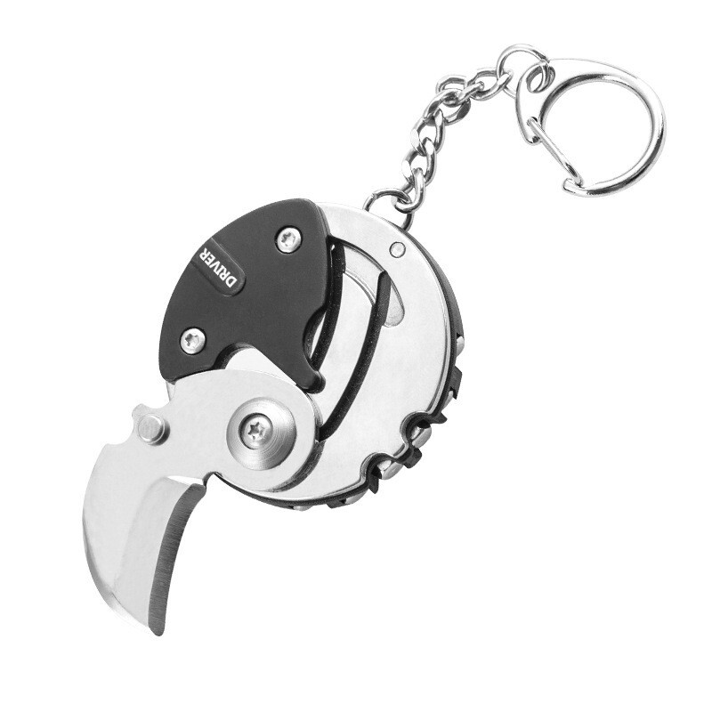 Outdoor EDC Mini Coin Keychain Folding Knife Screw Driver Camping Multi-tools