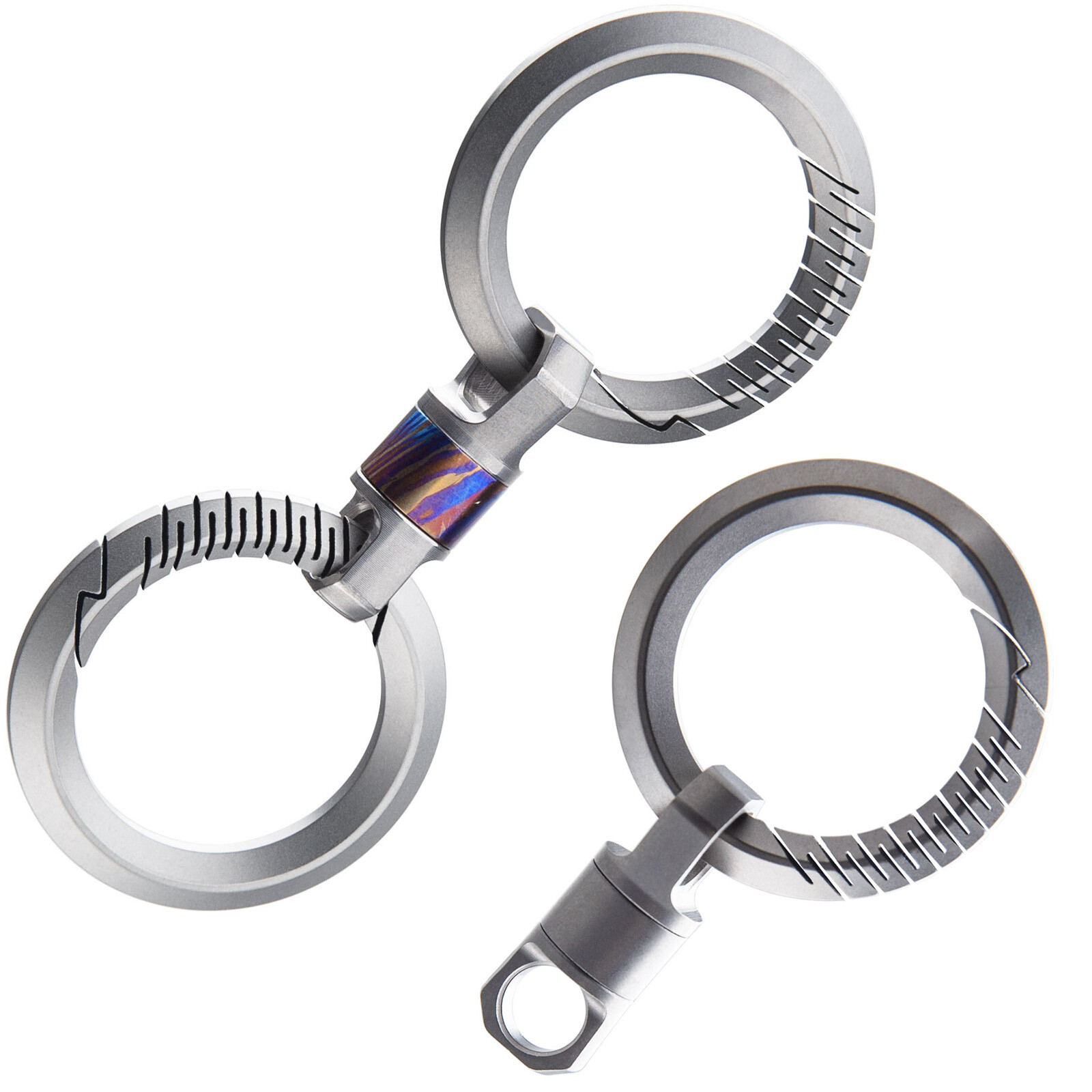 360° Flexible Rotation TC4 Titanium Car Key Hoop Ring EDC Keychain Buckle Tools