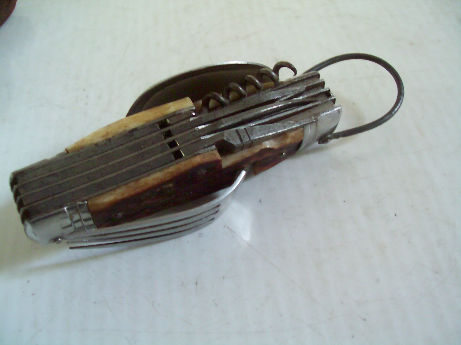 Vintage Camping Multi Task Pocket Knife Tool w/ Belt Holder Made in Japan
