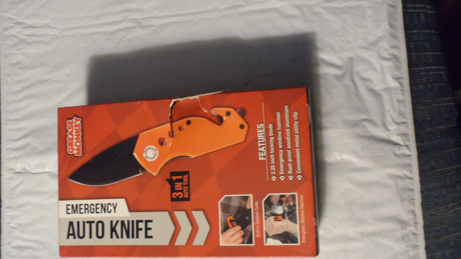 Grease Monkey Auto Emergency Knife 3 Tools In One