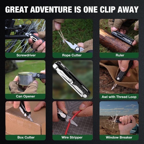 Mossy Oak 12 in 1 Pocket Multitool Knife with G10 Handle EDC Multi Tool Knife US