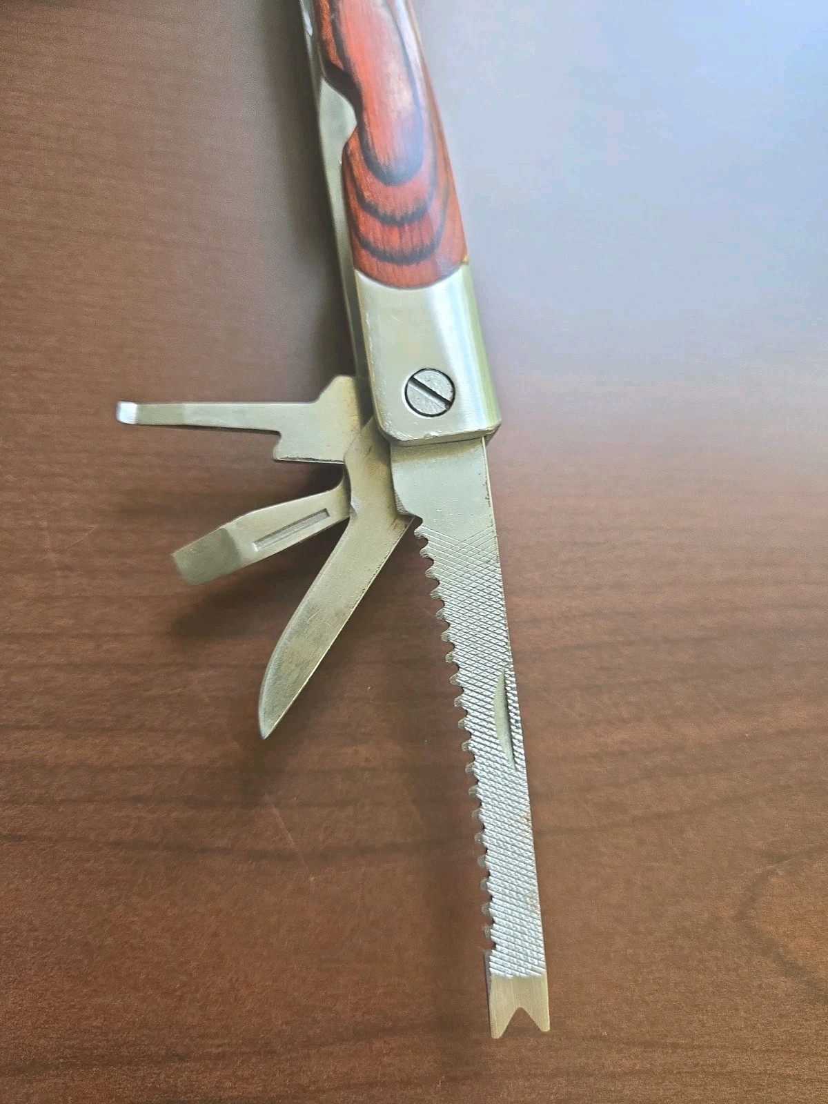 14-in-1 Multi Tool Pliers Stainless 2Cr Steel Wood Handle Pocket Knife Saw