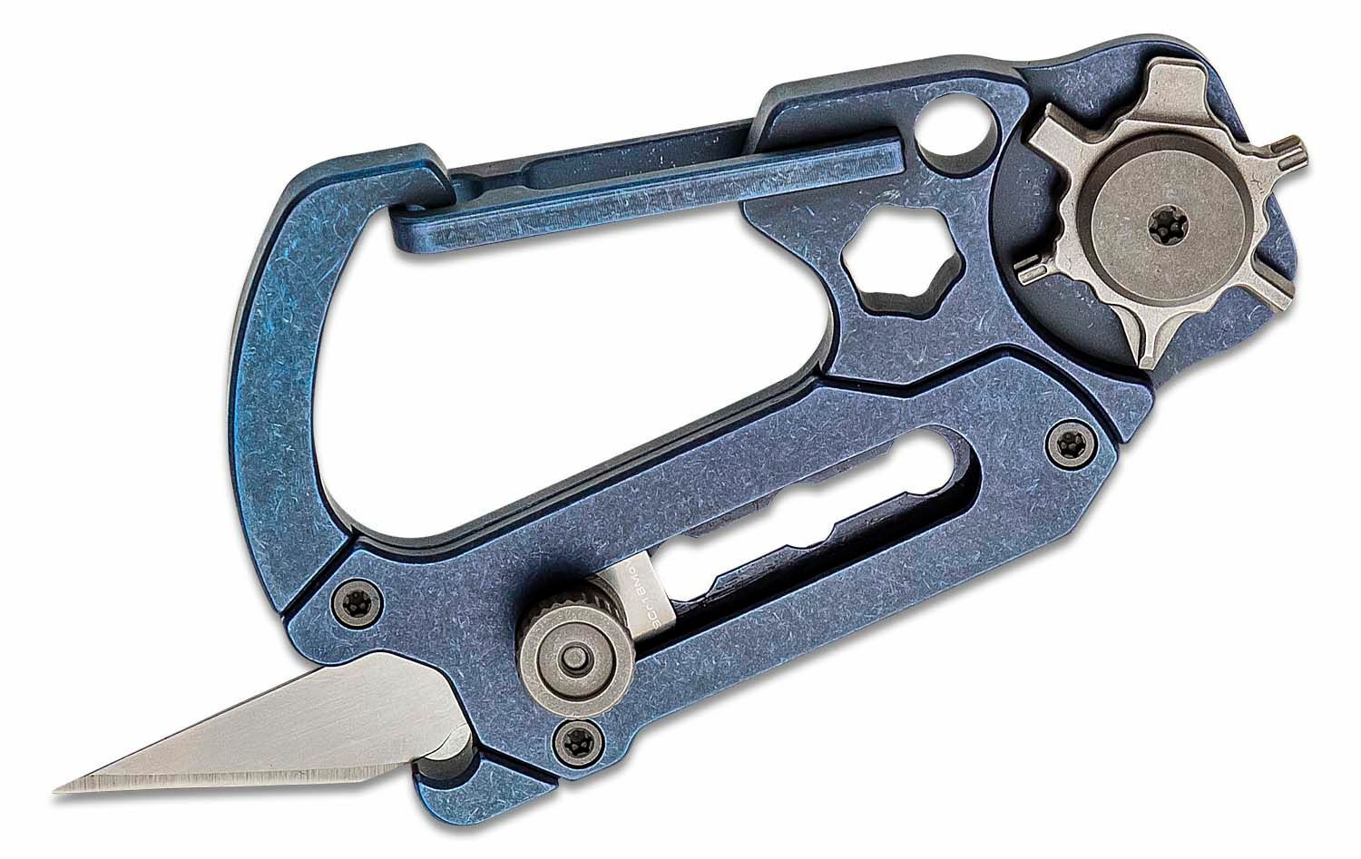 Civivi Polymorph Carabiner Keychain Titanium Multi Tool Blue Utility Blades