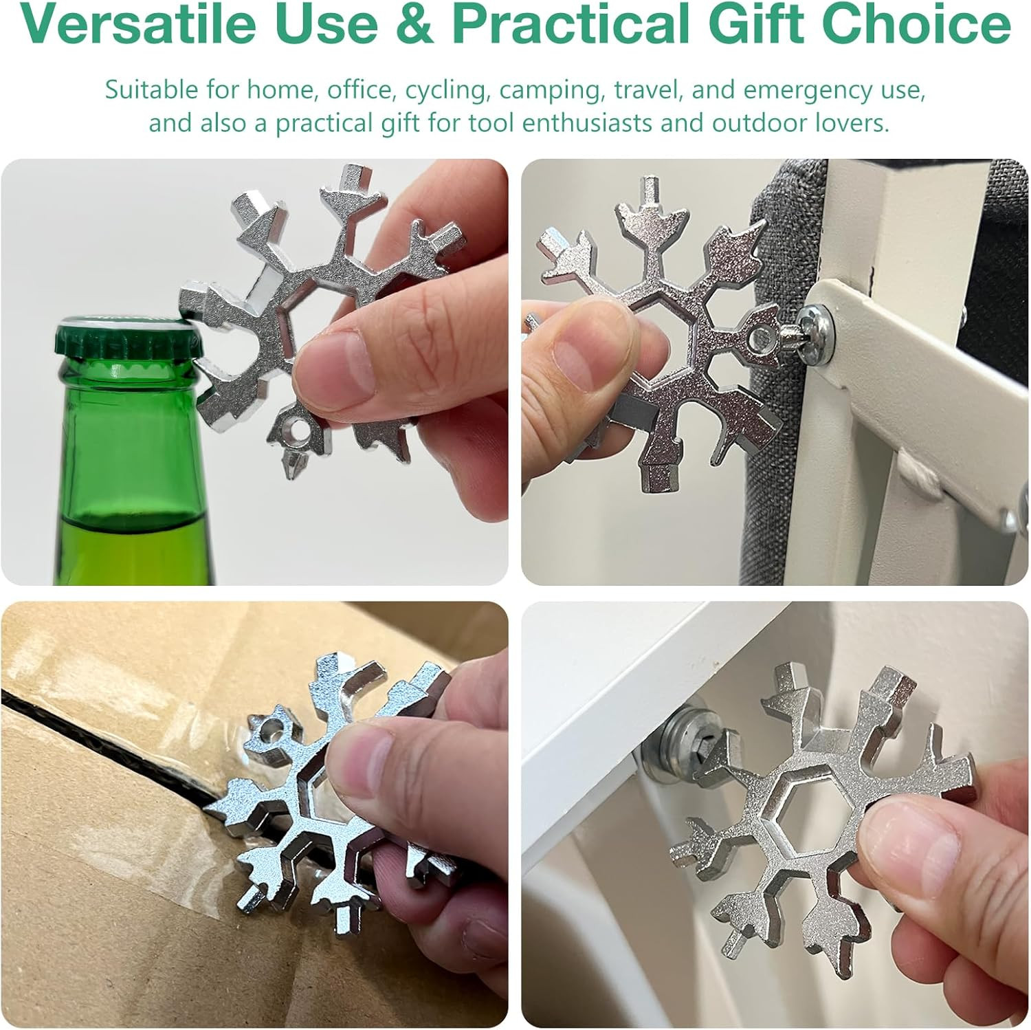 3-Pack Silver Snowflake 18-In-1 Multi Tool, Stainless Steel Pocket Tool with Bot