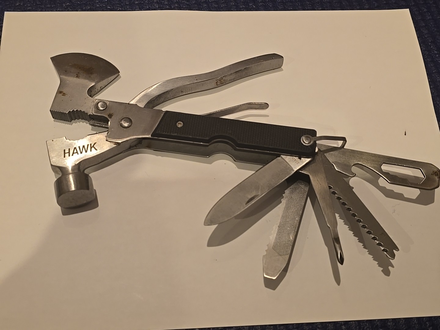 Hawk Outdoors Multi Tool Utility Knife Blade Camping Hammer Stainless A3