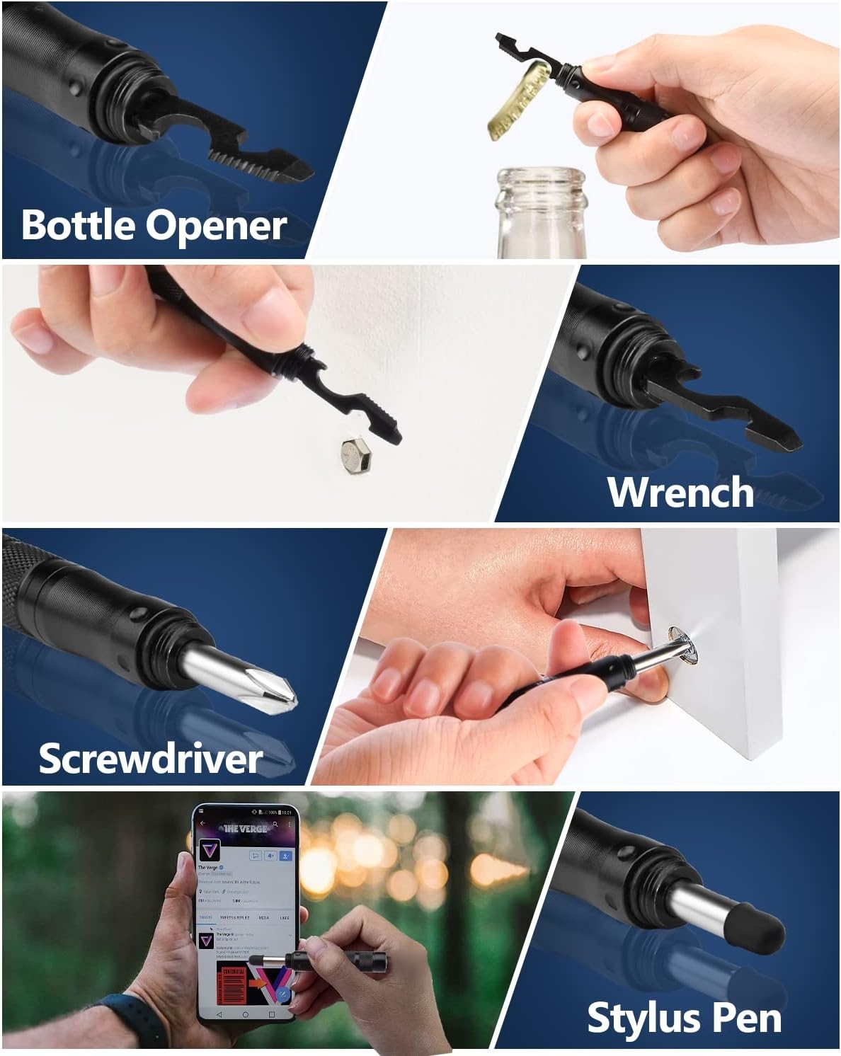 Stocking Stuffers Gifts for Men, 12-IN-1 Tactical Pen Multitool Pen Survival