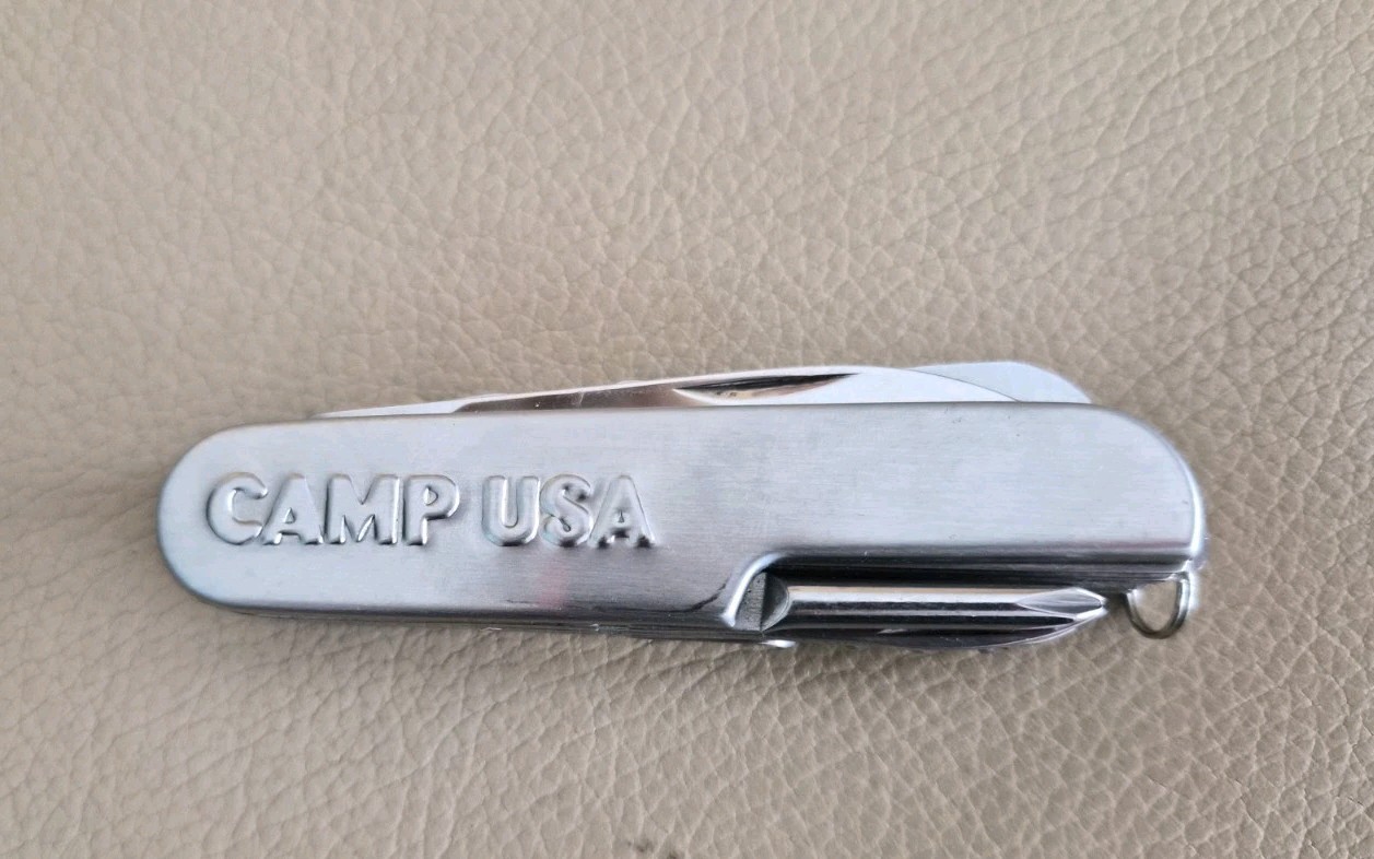 CAMP USA Multi Tool Pocket Knife Camping STAINLESS STEEL with Nylon Case
