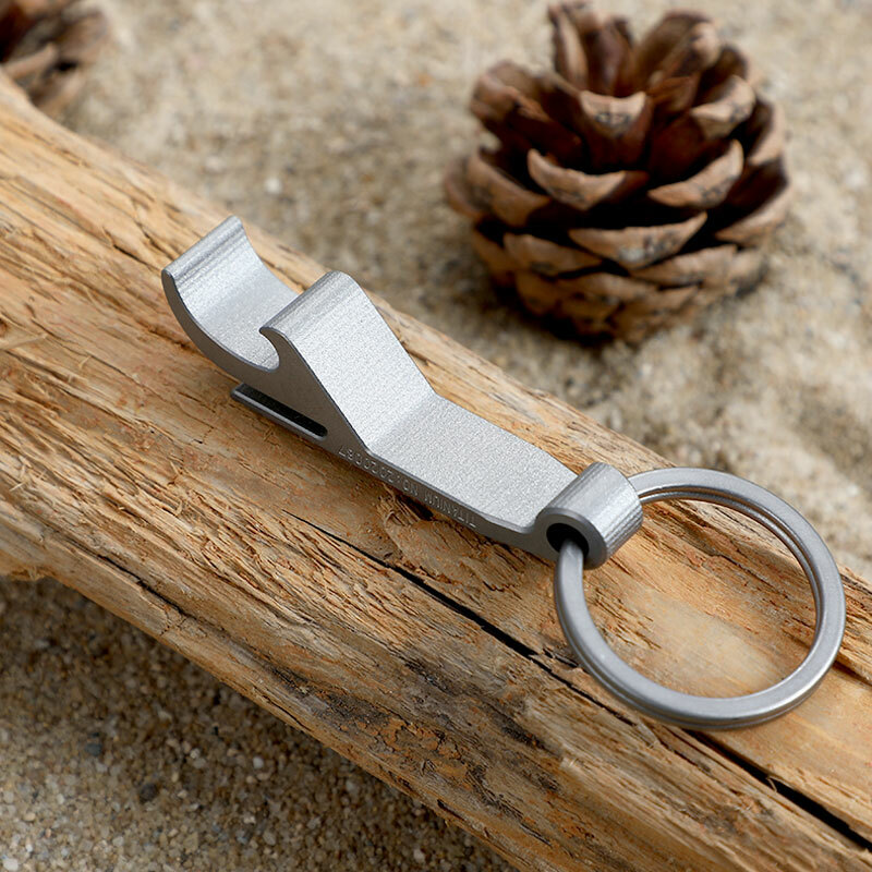 CNC EDC Titanium Alloy Bottle Opener Key Chain Pendant Tool with 32mm Key Ring