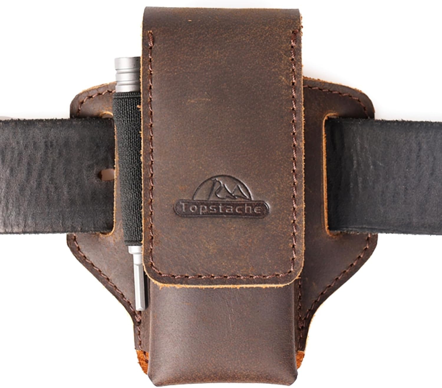Luxurious Dark Brown Leather Multitool Sheath with Magnetic Closure – EDC Ready