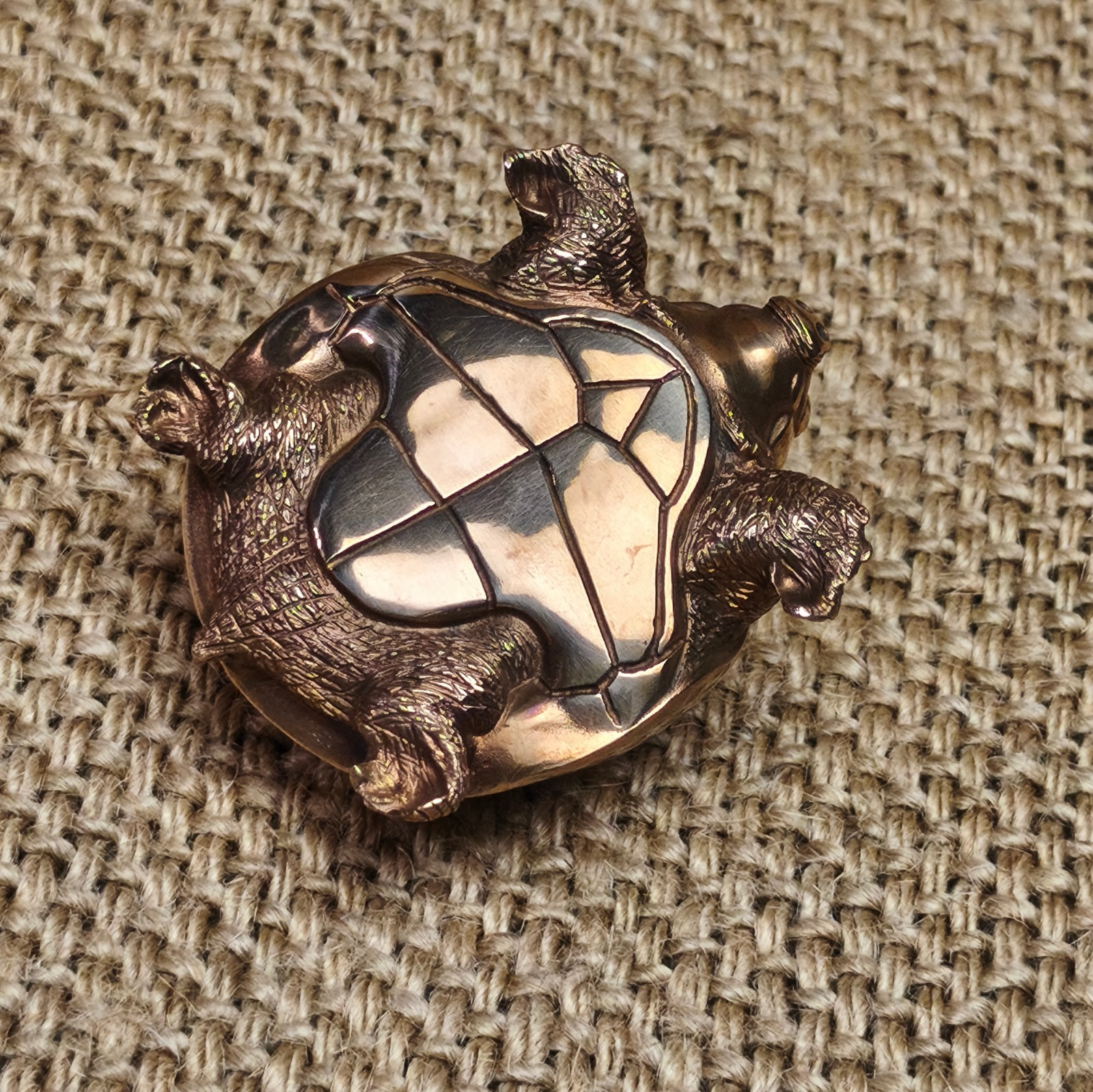 Purple copper Pig-nosed turtle Tortoise handcraft animal reptile statue ‌Fly Ri