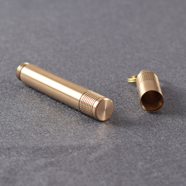 EDC Waterproof Brass Pill Case Holder Container Keychain Portable Outdoor Tool