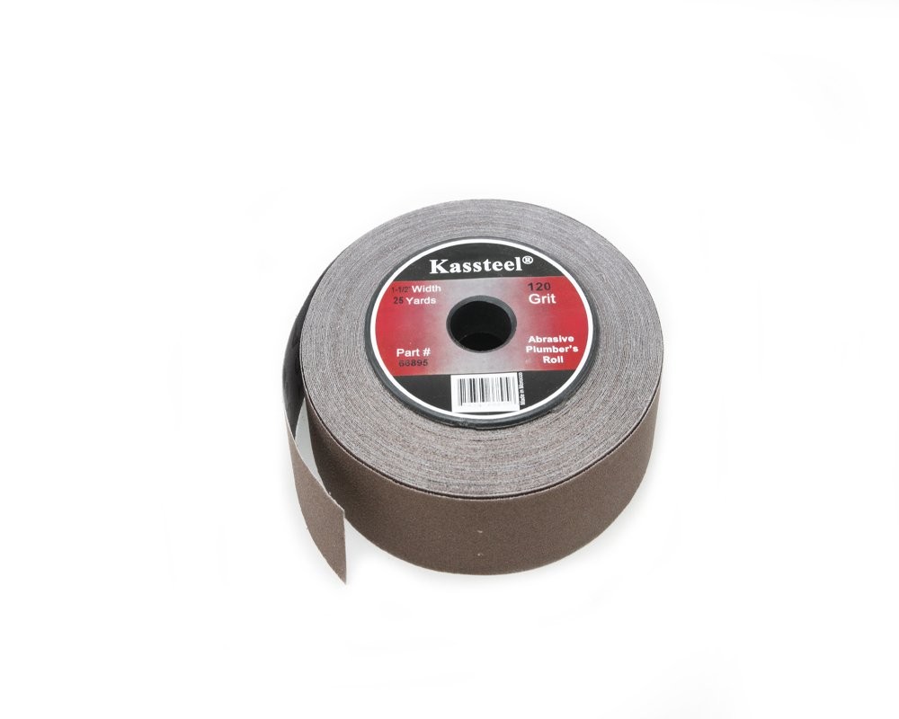 Kassteel 66895 Aluminum Oxide Abrasive Plumber Roll 120 Grit 11/2″ x 25 Yd