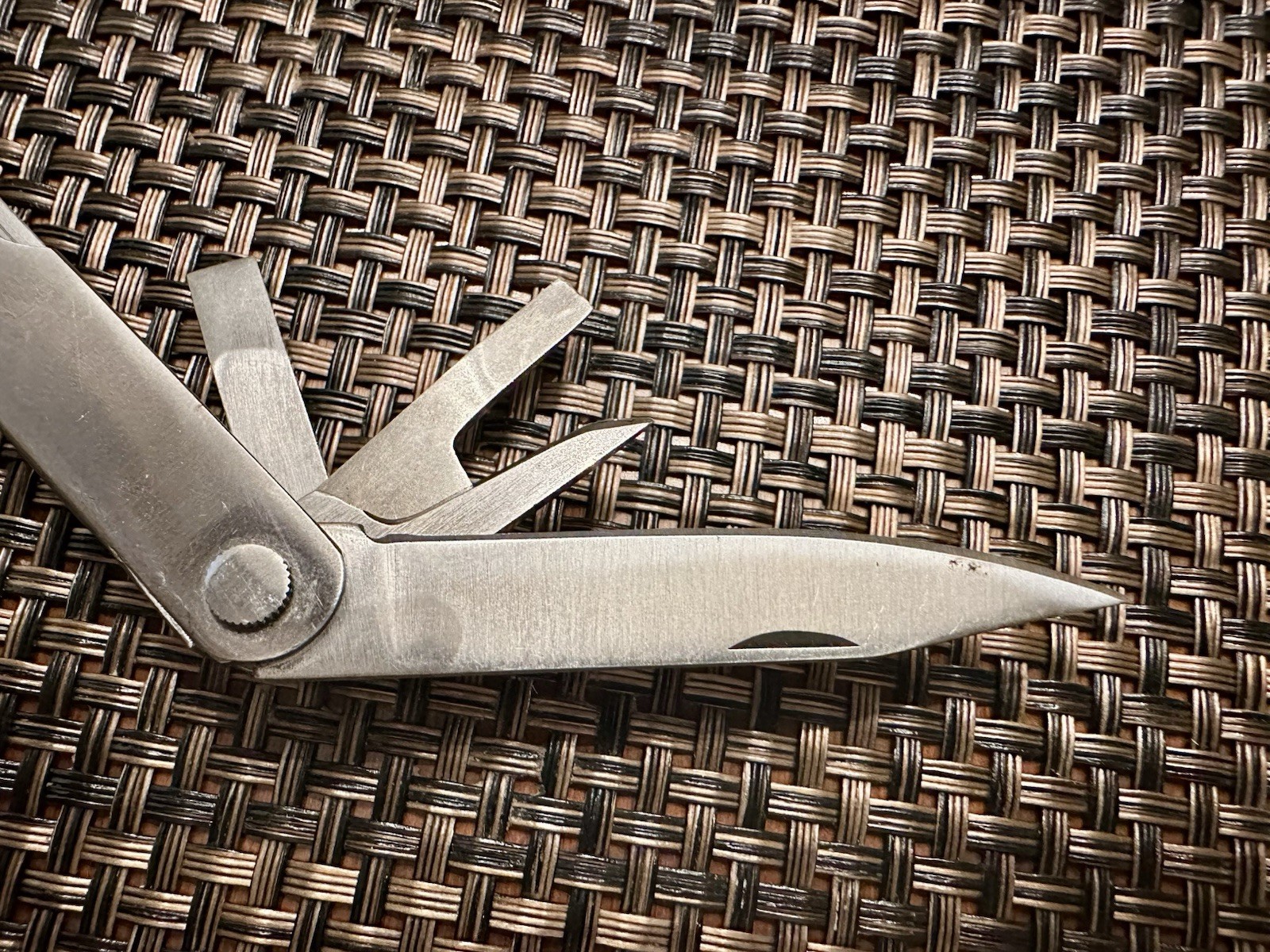 Vintage Stainless Steel Multi-Tool Pocket Knife with Case Made In China EUC!