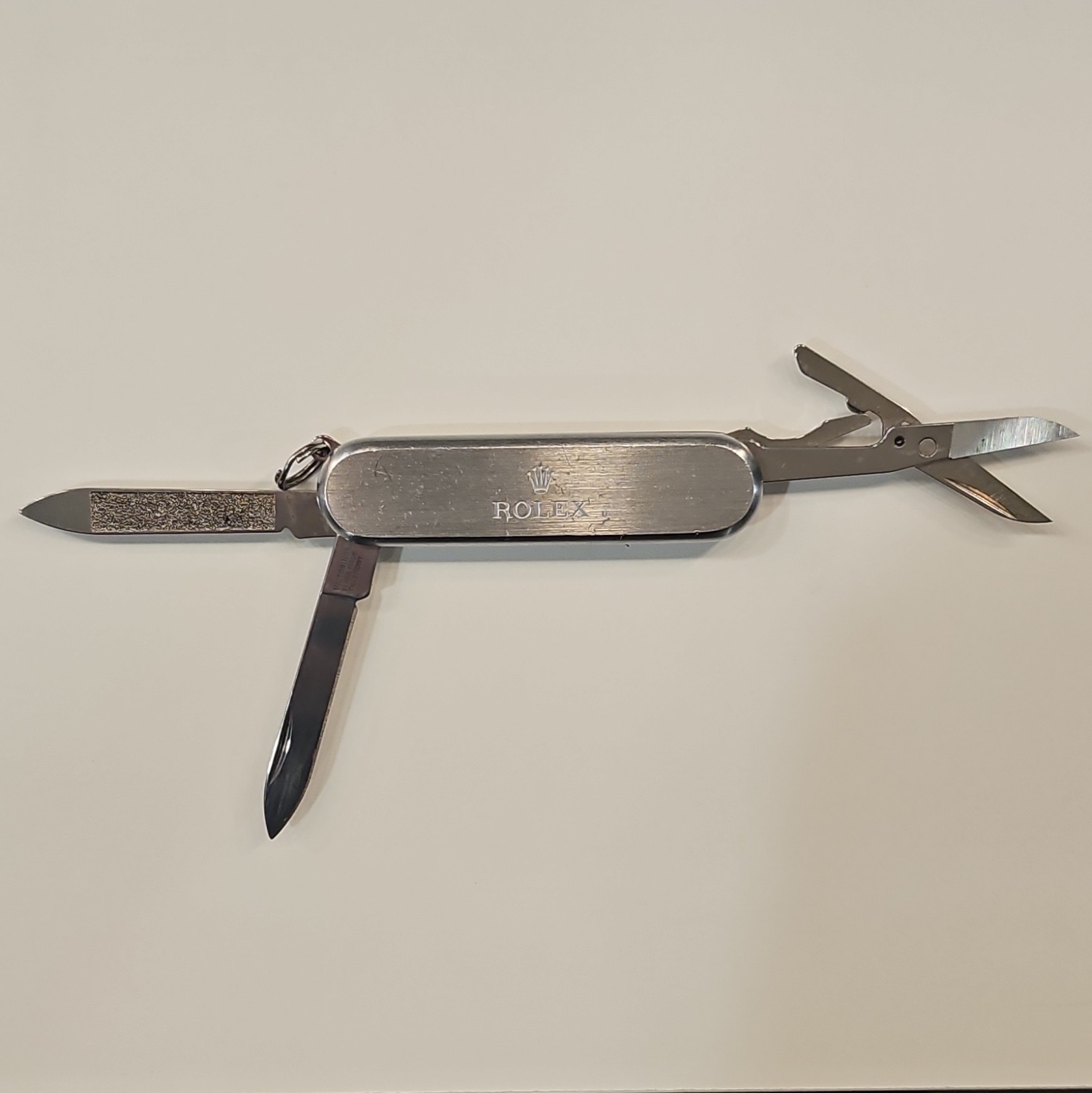 Rolex Swiss Army Style Stainless Multi-Tool Knife w/ Scissors Nail File Keyring
