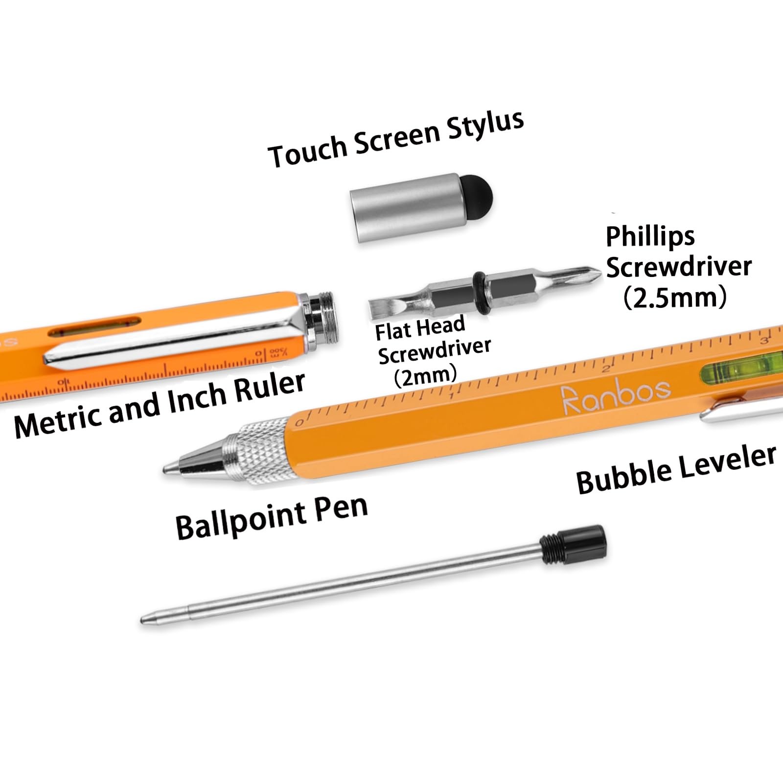 6-in-1 Multi-Function Pen, Ballpoint Pen with Measuring and Balance Ruler, Sc…