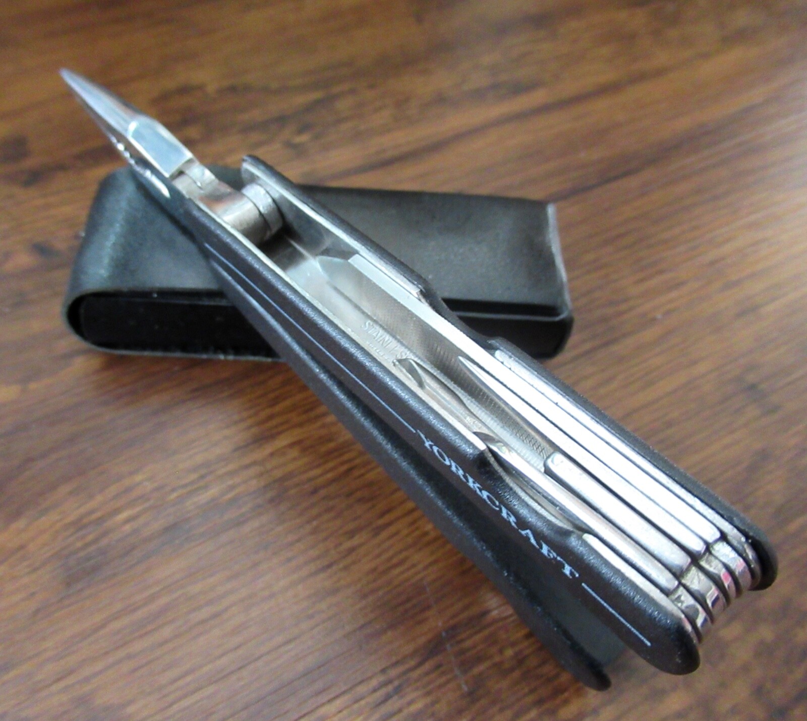 YorkCraft Multi-Tool With Leather Carrying Case Pliers Knife Screwdriver Opener