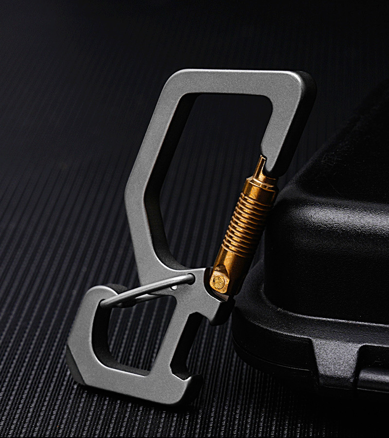 EDC Titanium Keychain Multi Tools Bottle Opener Crowbar Double Hanging Buckle
