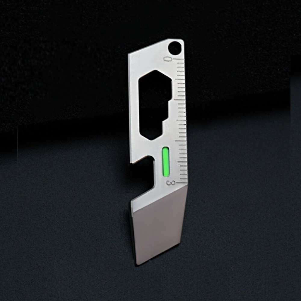EDC Titanium Mini Pry Bar Crowbar Bottle Opener Wrench Ruler Keychain Multi Tool