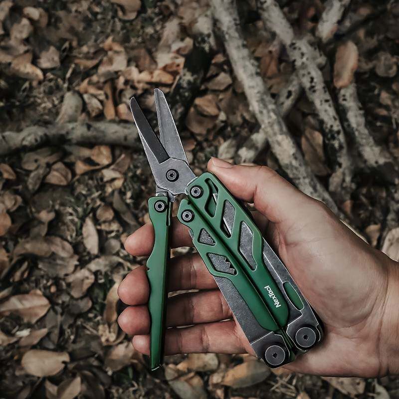 Red Folding Multitool Pliers with Scissors Stainless Camping EDC Tool