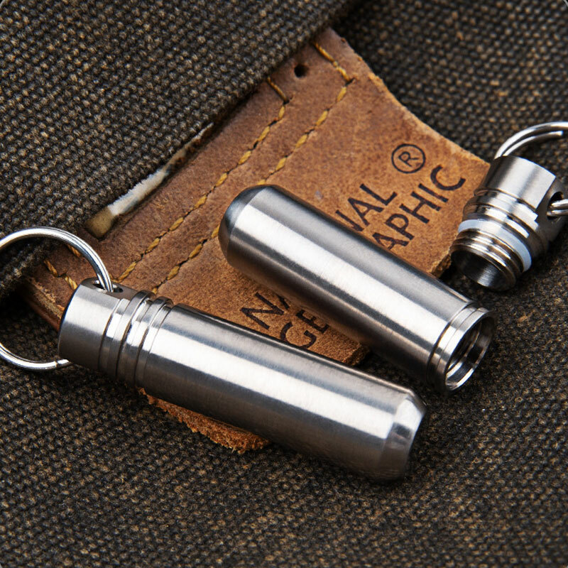 EDC Mini Titanium Alloy Keychain Waterproof Box Sealed Container Outdoor Storage