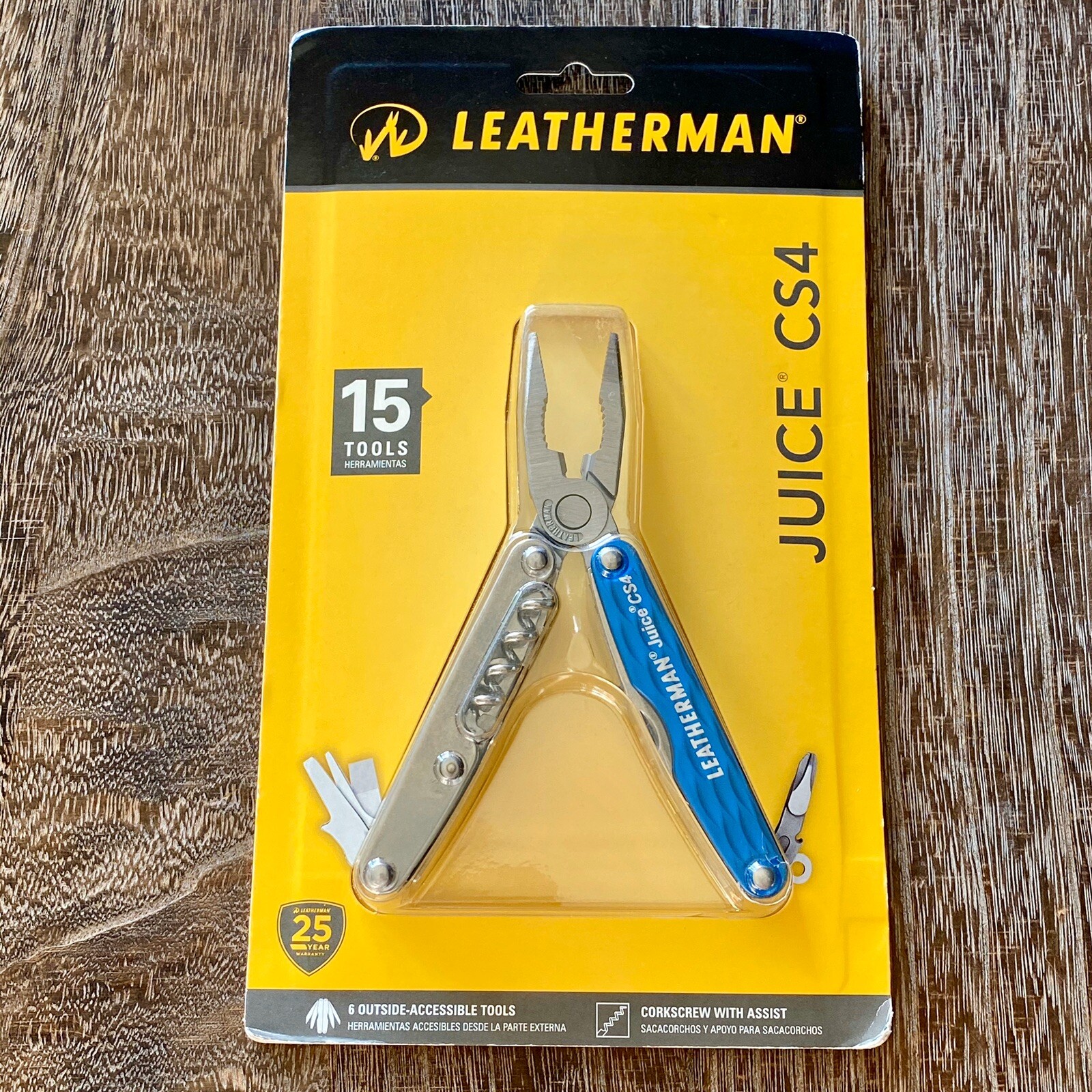 Collectible, Sealed In Blister, Leatherman Juice CS4 Columbia Blue multitool.