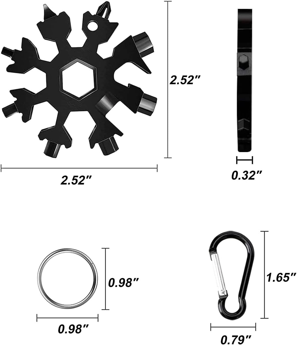 Stocking Stuffers for Adults Men, 2 Pack 18 in 1 Snowflake Multitool, Christmas