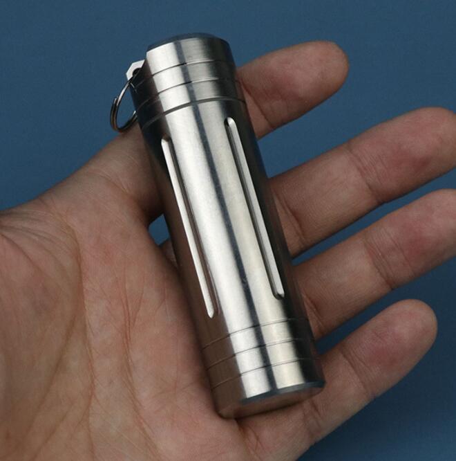 EDC Titanium Alloy Waterproof Case Portable Pill Medicine Capsule Storage Box
