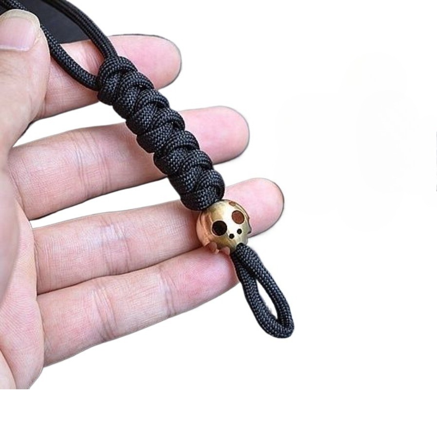 Brass Skull Rope Knife Pendant EDC Multi Tool DIY Accessory