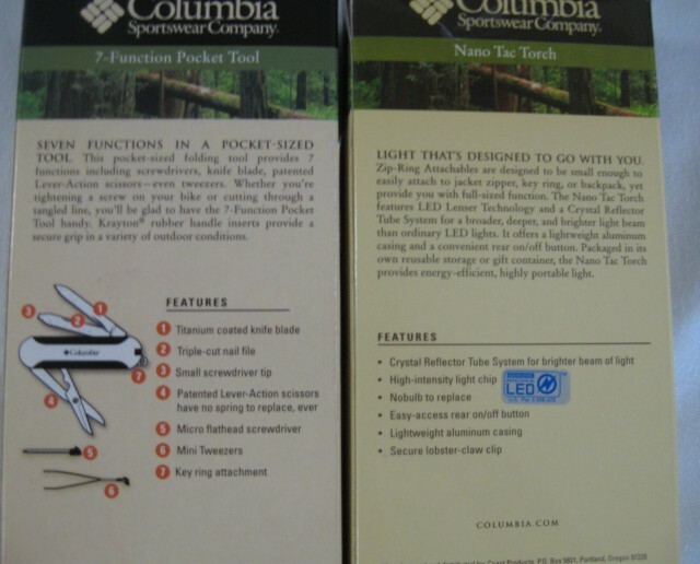 Lot of 2 Gift Packs Columbia 7 Function Multi Tool Pocket Tool & Nano Tac Torch