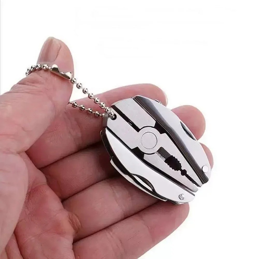 Stainless Steel Folding Multi-Tool Keychain Pliers Screwdriver EDC Camping Gear
