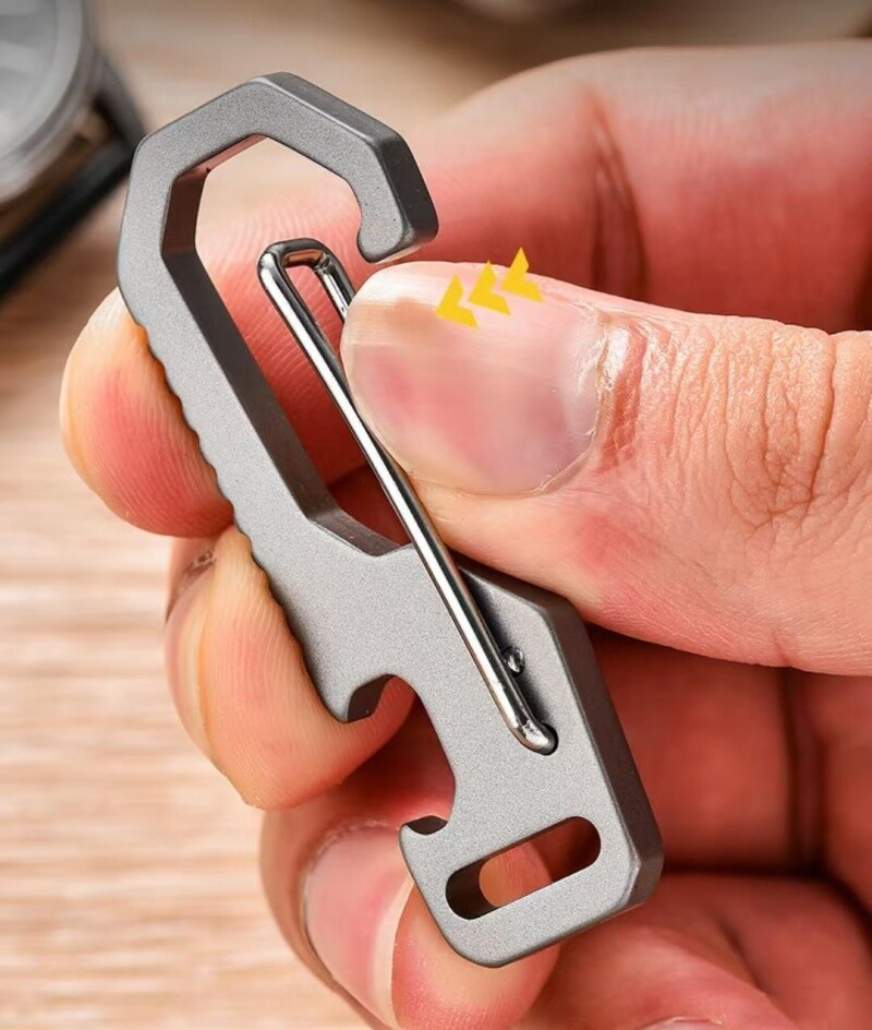 Titanium EDC Keychain Clip Quick Release Carabiner Key Ring Holder Bottle Opener