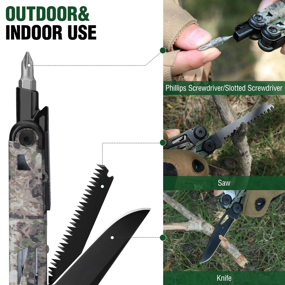 15-in-1 Multitool Plier Multi Tool Pocket Knife Stainless Steel w/Sheath