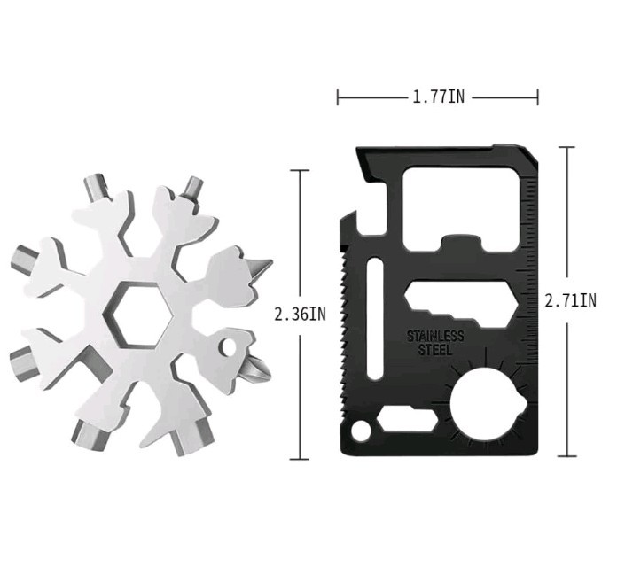 18-in-1 Snowflake Multi-Tool & Credit Card Tool Set – Stainless Steel Mens Gift