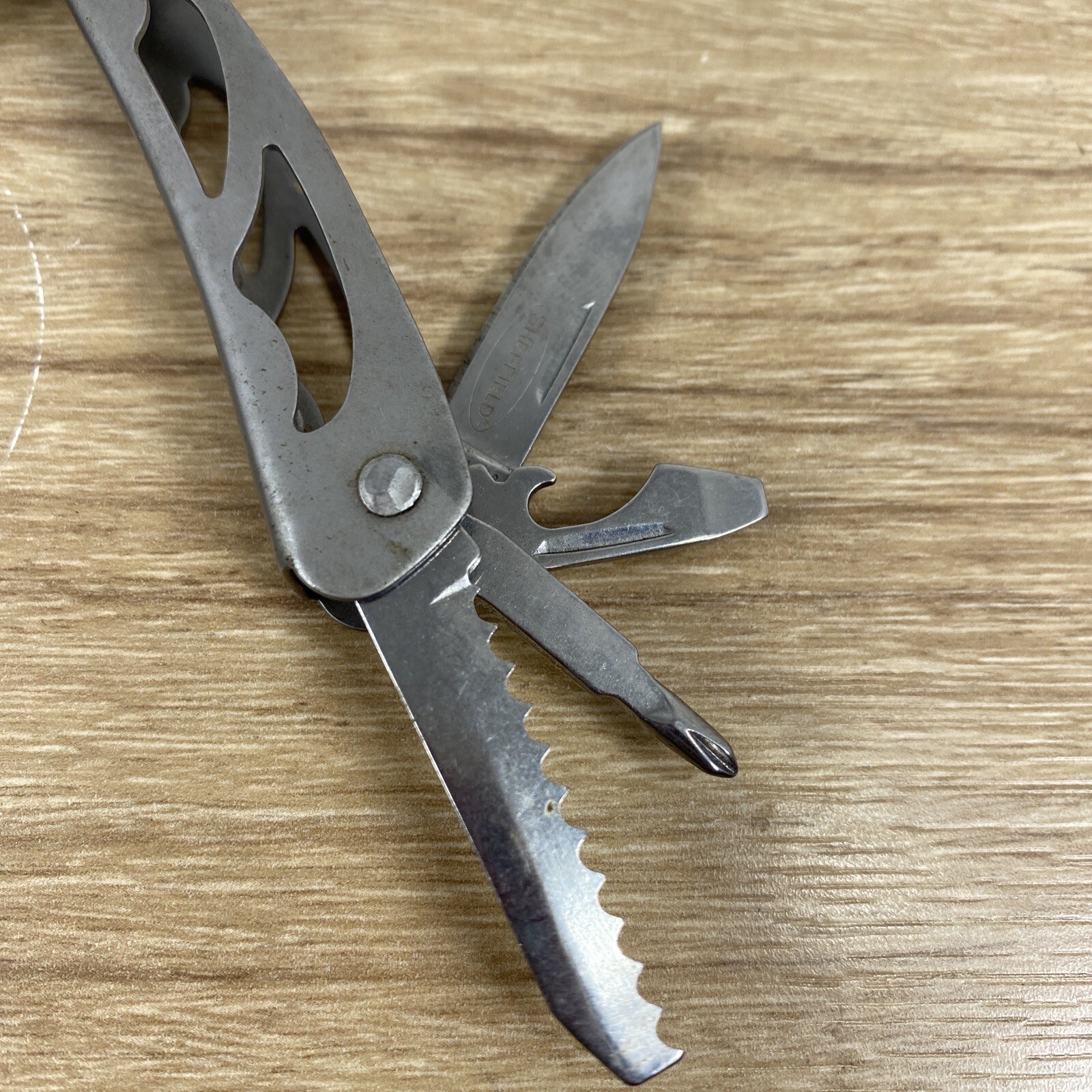 Vintage SHEFFIELD 8-Function Stainless Steel Folding Multi-Tool