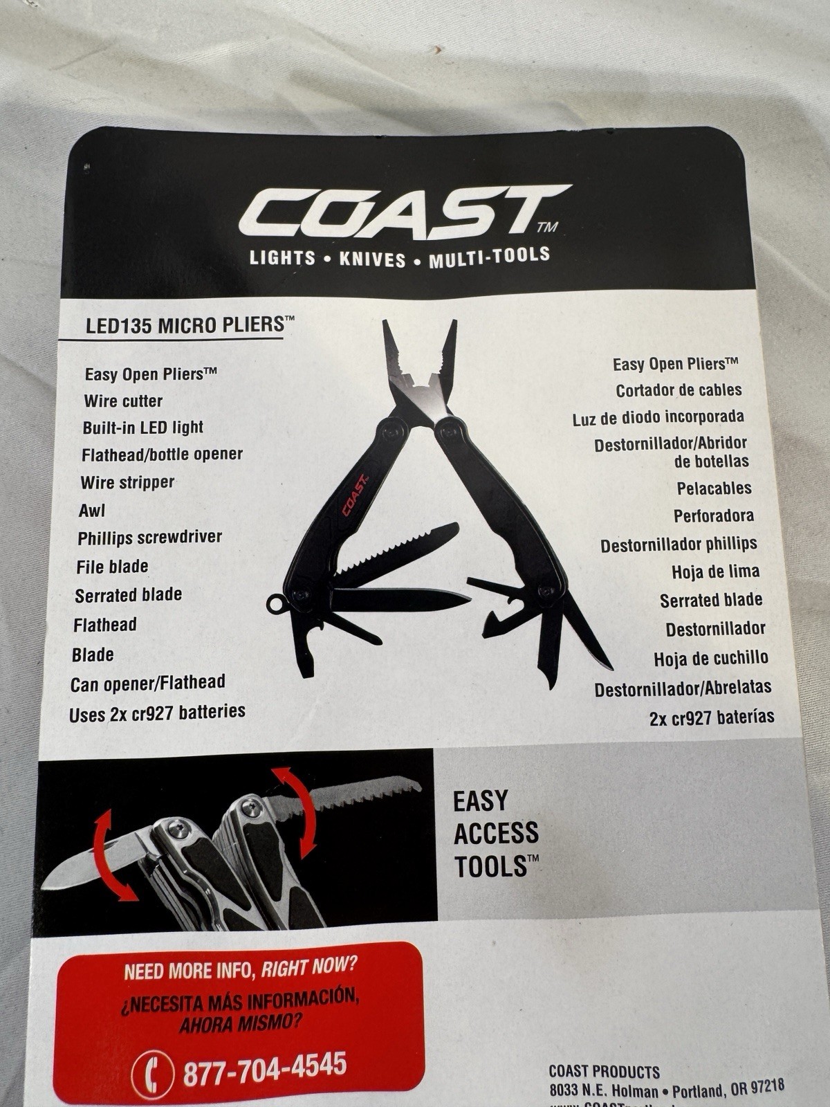 Coast LED135 14-Tool Micro Pliers with Built-In LED Light Color: Black