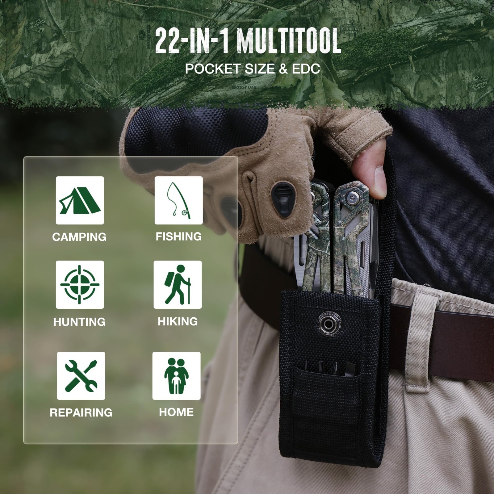22-in-1 Stainless Steel Multitool with Pliers, Screwdriver, Knife & Sheath – Ide