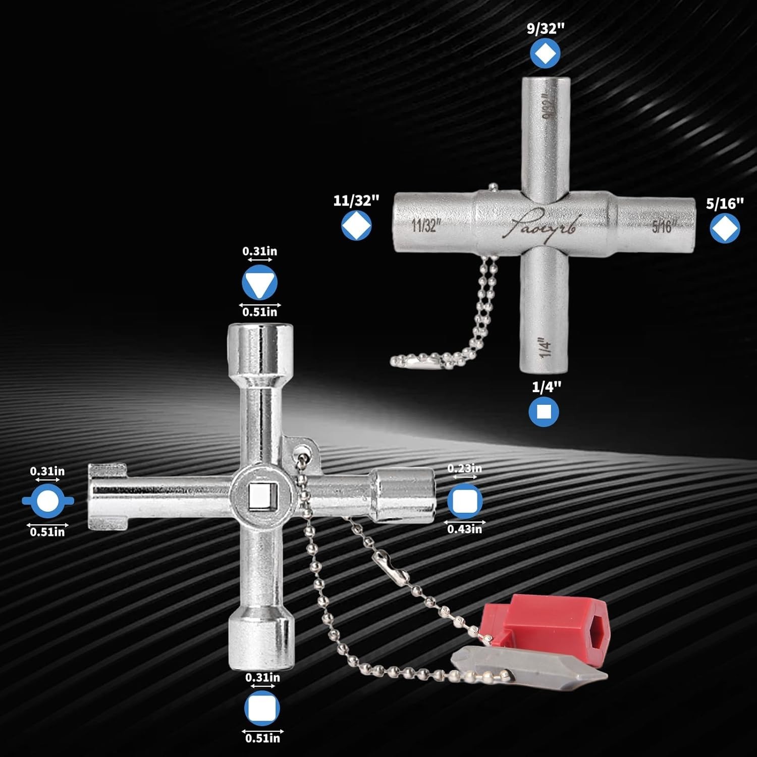 2 Pcs Water Key Premium Silcock Key 4 Way Multi-functional Water Key Shut Tool