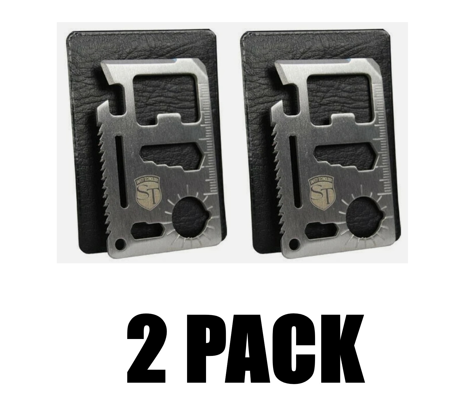 2 Pack SELF-DEFENSE Credit Card EMERGENCY Survival 11 IN 1 MULTI Tool Knife