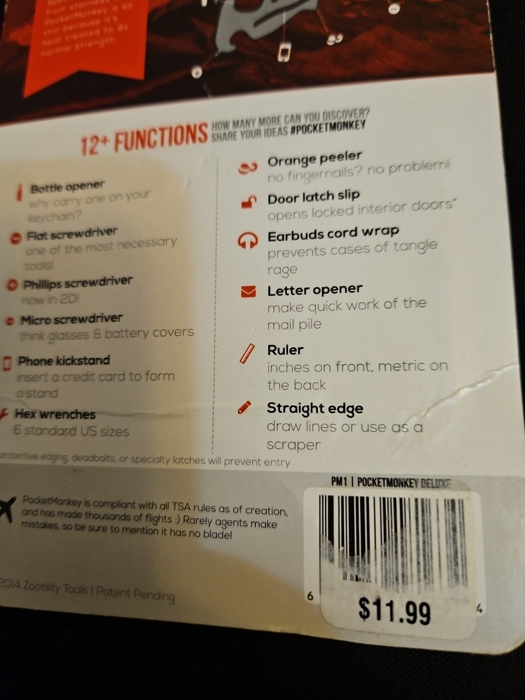BRAND NEW – Zootility PocketMonkey Multitool – Wallet-Sized, TSA Compliant