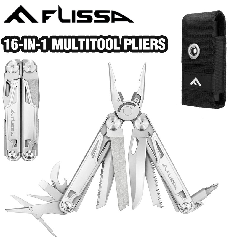 Flissa 16 In 1 Multi Tool Pliers Portable Survival Outdoor Compact Folding Knife