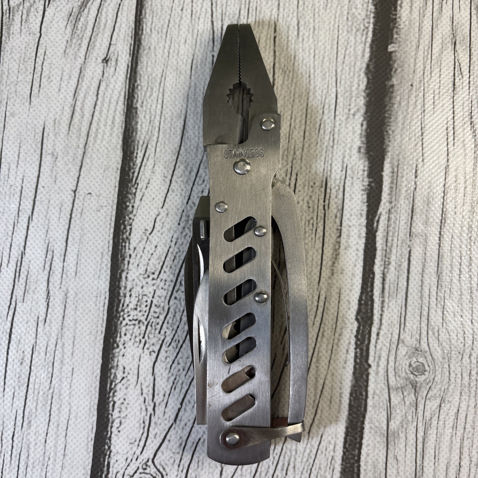 Vintage Stainless Steel Pliers Multi Utility Tool Set with Canvas Sheath.