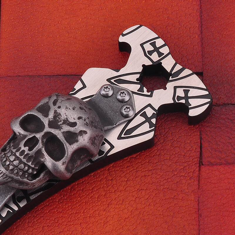 New Titanium Steel Portable Screwdriver Bottle Opener Key Chain Skull Pendant