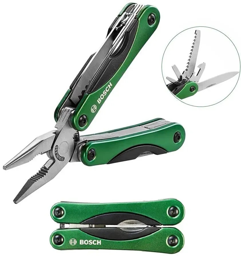 Japan NEW BOSCH Multi Tool 12-in-1 Plier Folding Knife Stainless 2609256D91