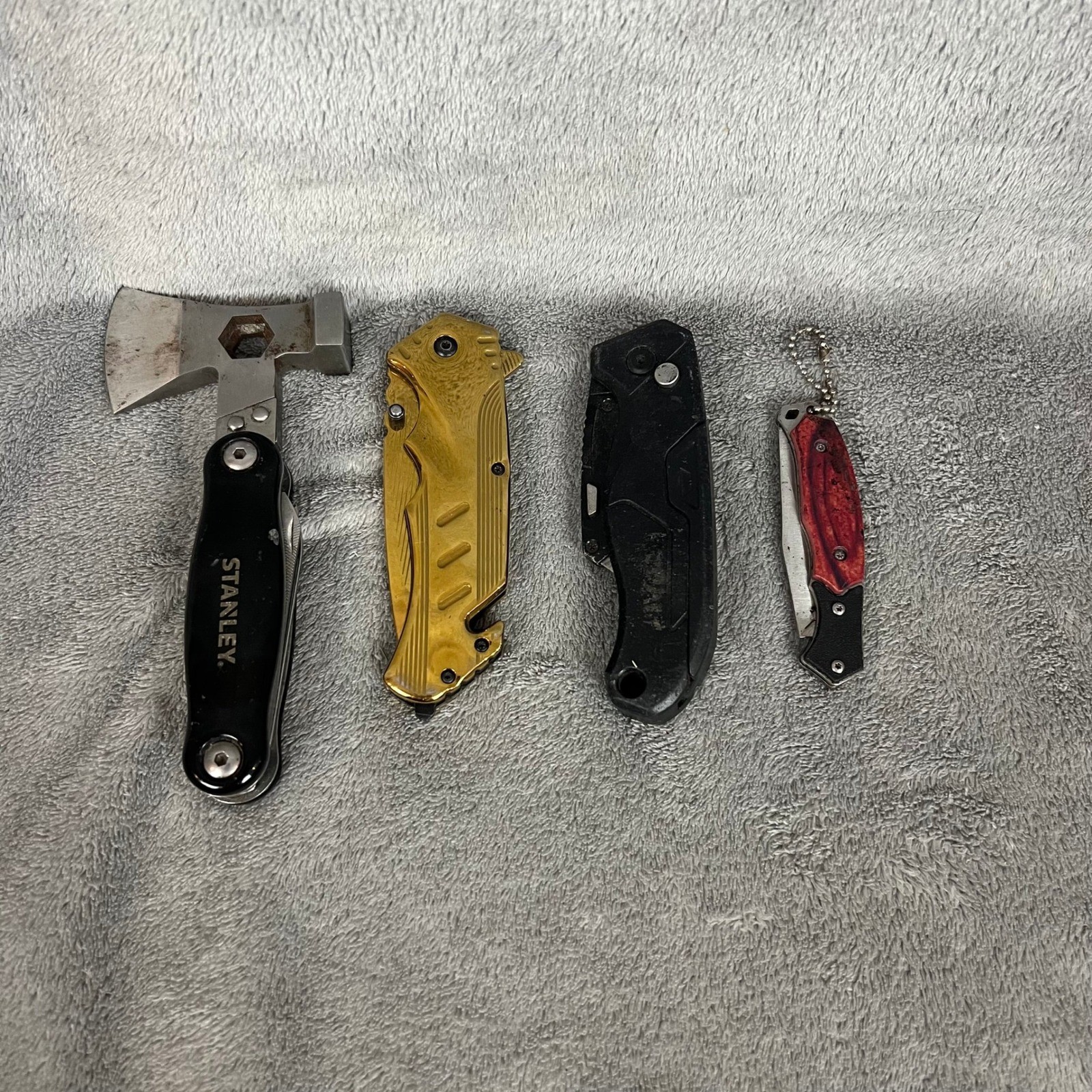 Lot of 4 Pocket Knives AS IS Stanley Multitool Snake Eye Pocket Knife