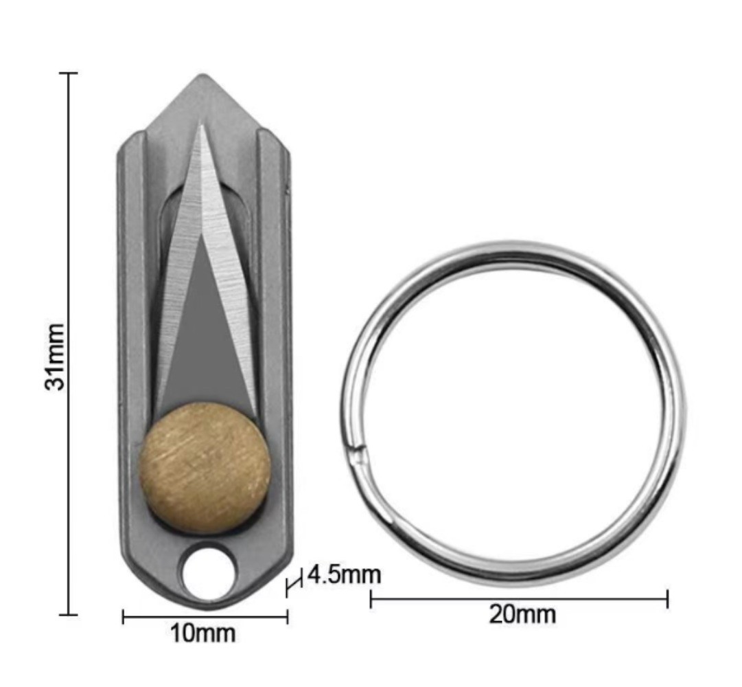Titanium Alloy Brass Mini Knife Blade Survival Escape Key Chain Pendant EDC TOOL