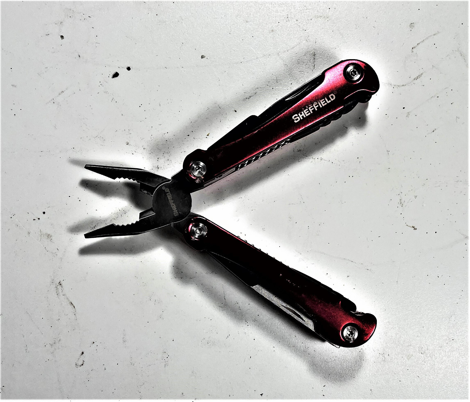 SHEFFIELD Pocket Size Multitool 9 in 1 Tools Stainless, Red Never Used
