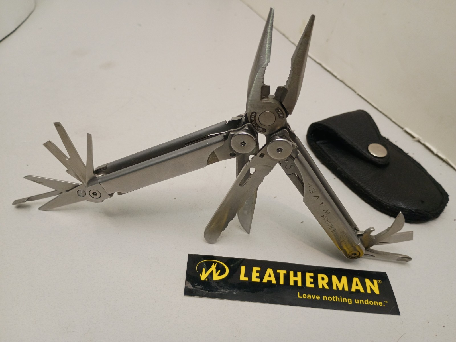 Vintage Leatherman Wave 1st Gen Multi Tool Pat Pend Custom Leather Sheath Case