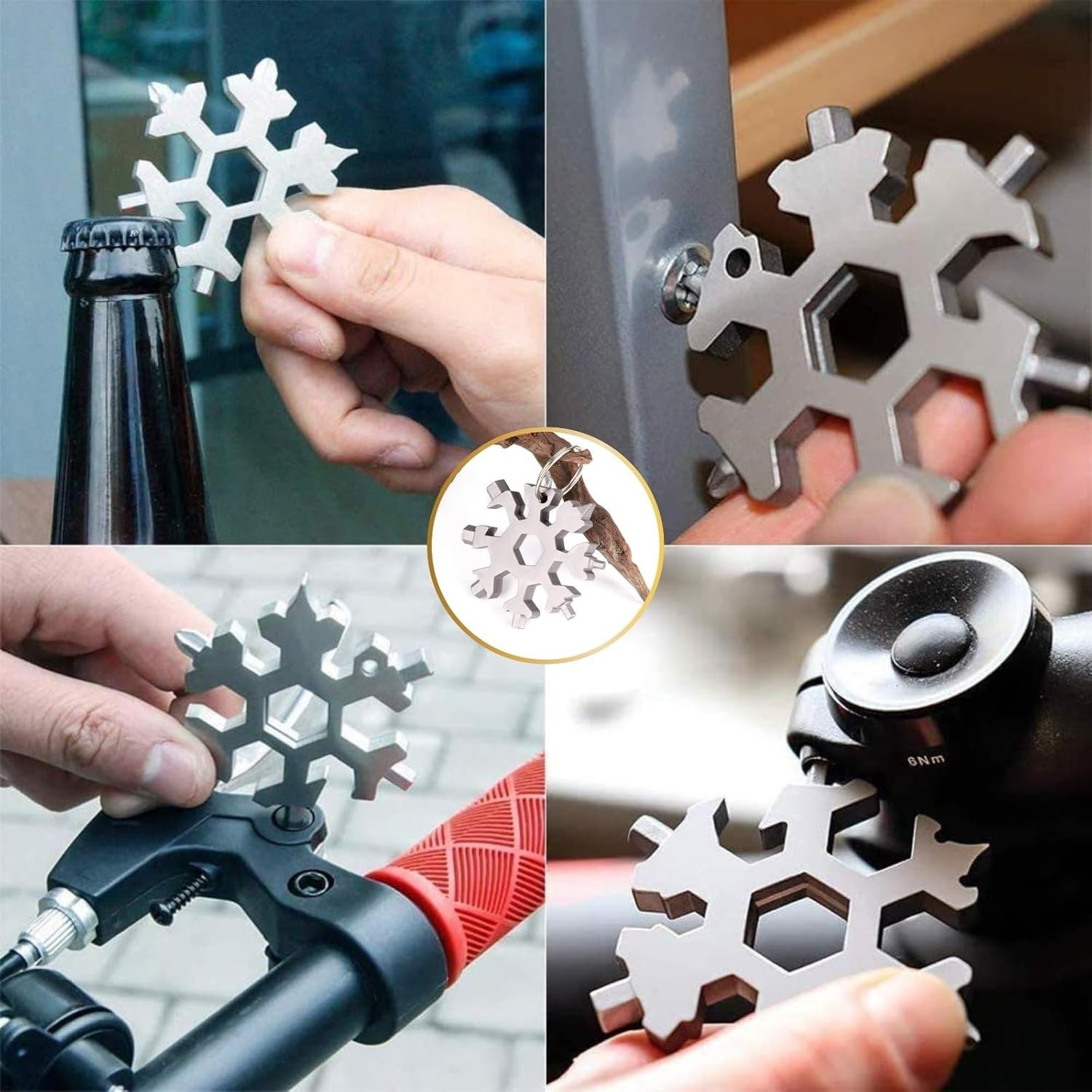 3-Pack Snowflake 18-in-1 Stainless Steel Multitool – Bottle Opener, Screwdrive