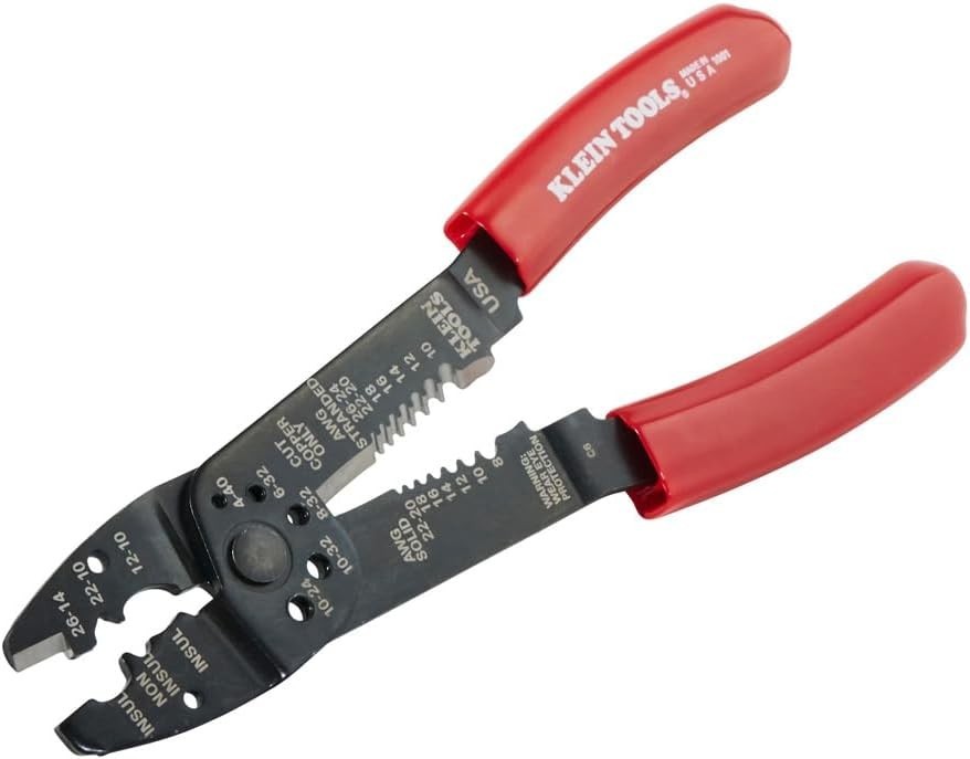 Klein Tools 1001 Multi-Purpose Wire Stripper & Crimper for 8-22 AWG, 8.5-Inches
