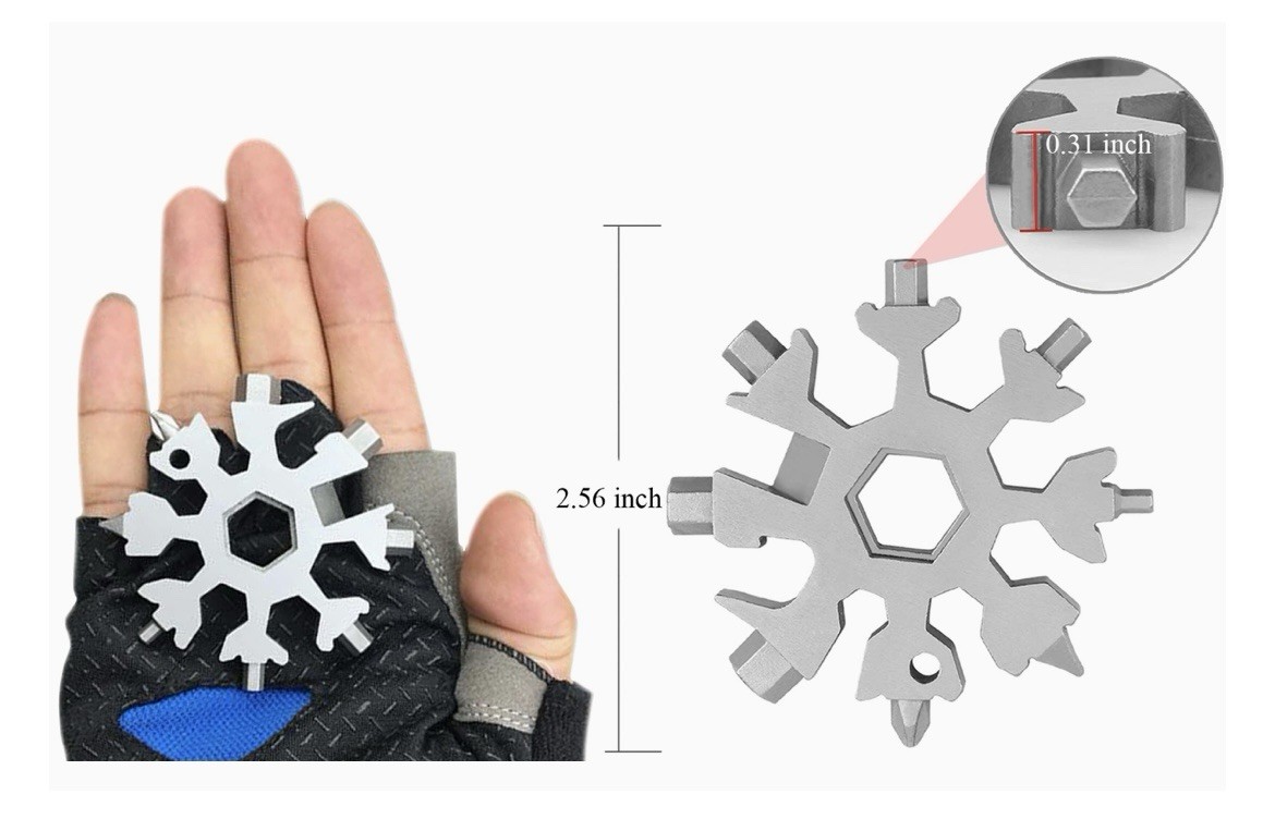 Stainless Steel 19 Function Multi Tool Snowflake EDC Wrench Screw On The Go New